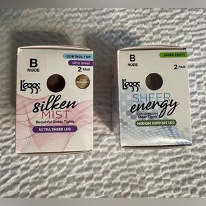 Women’s L’eggs Pantyhose - Size B, Nude, Two Boxes, 4 Pairs, New in Box